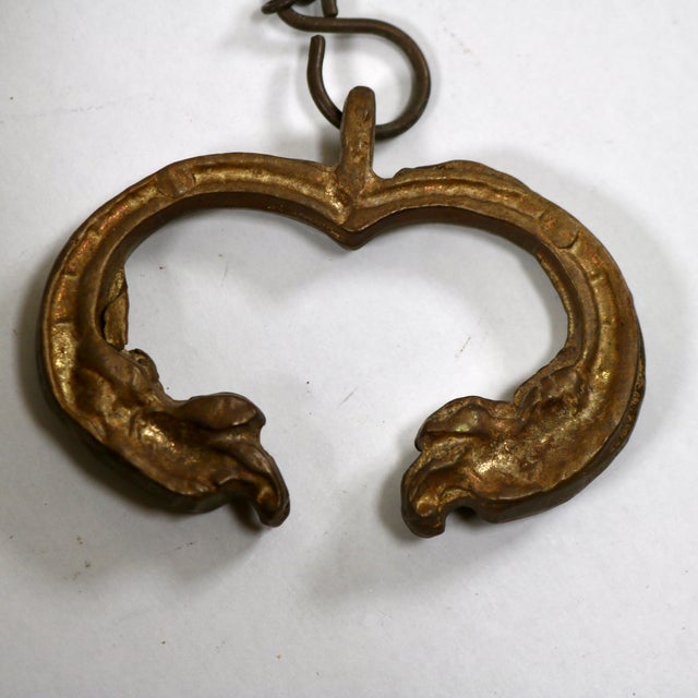 Brass Vintage Brass Church Monastery Angel and Dragon Wall Hanging Bell For Sale - Image 8 of 11