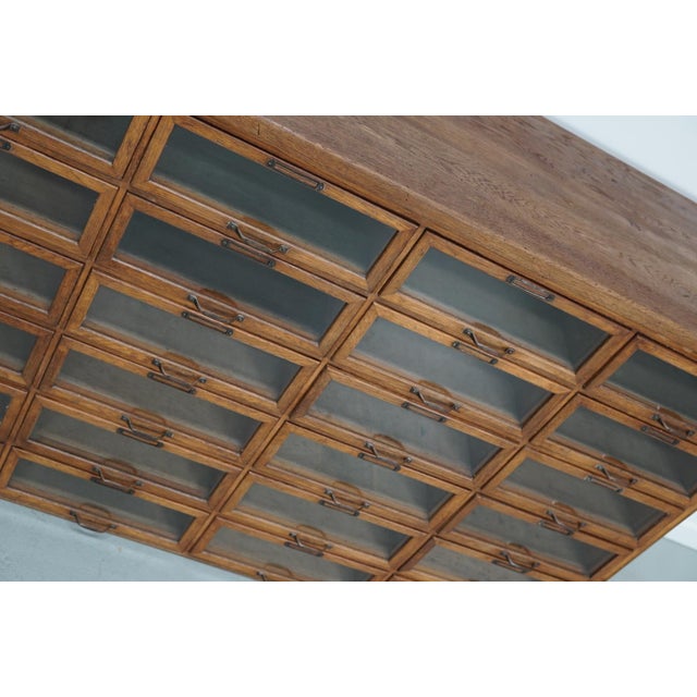 1930s Vintage Dutch Oak Haberdashery Shop Cabinet, 1930s For Sale - Image 5 of 18