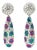 Richard Kerr Floral Jeweled Clip Earrings in Turquoise and Fuchsia Crystal For Sale