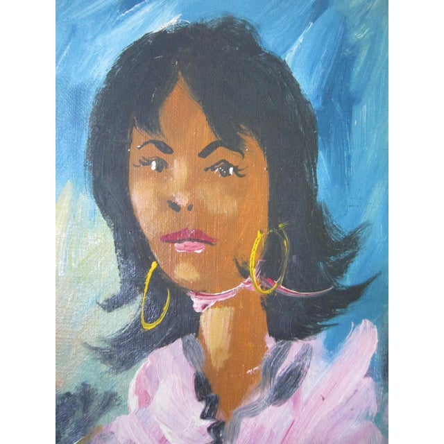 Abstract MidCentury Portrait Woman, Signed For Sale - Image 4 of 5