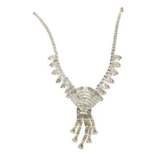 MCM Jewelry Inspired by Albert Weiss Art Deco Revival Fan-Shaped Crystal Necklace For Sale