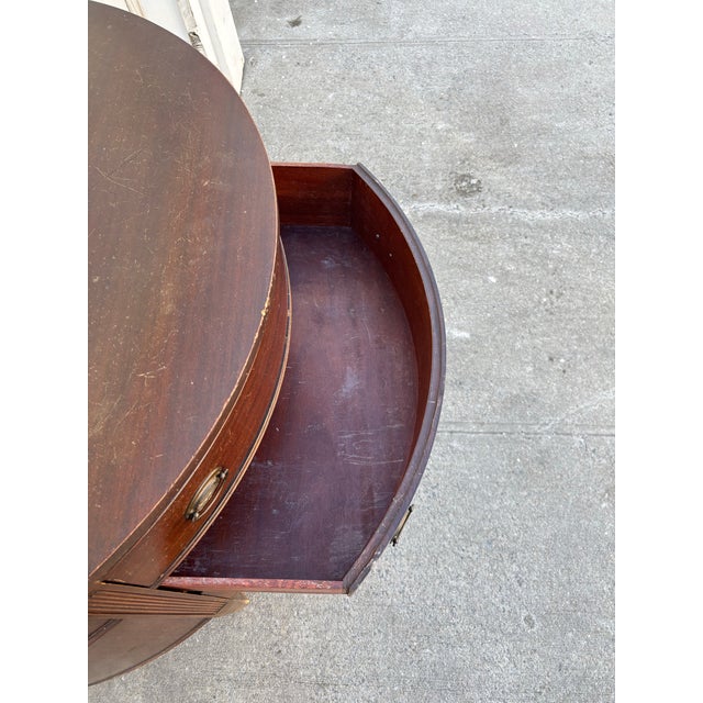 Vintage Mahogany Demilune Dresser| Federal Revival Bow Front Chest | Traditional Colonial Style Bedroom Storage Accent Furniture | Dark Wood For Sale - Image 9 of 12