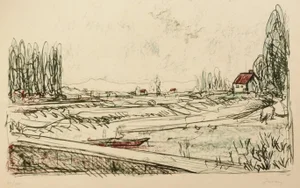Giuseppe Zancan - Landscape - Original Lithograph - Late 20th Century