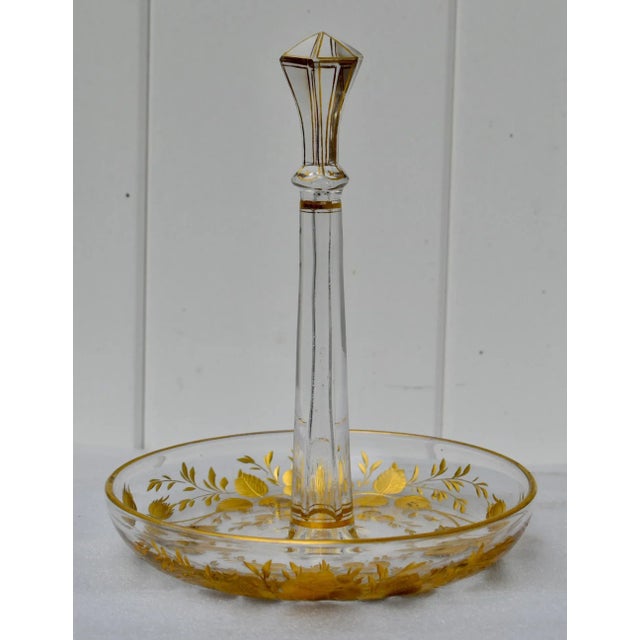 Vintage Moser Style Candy Dish W/Gold Details For Sale - Image 11 of 13