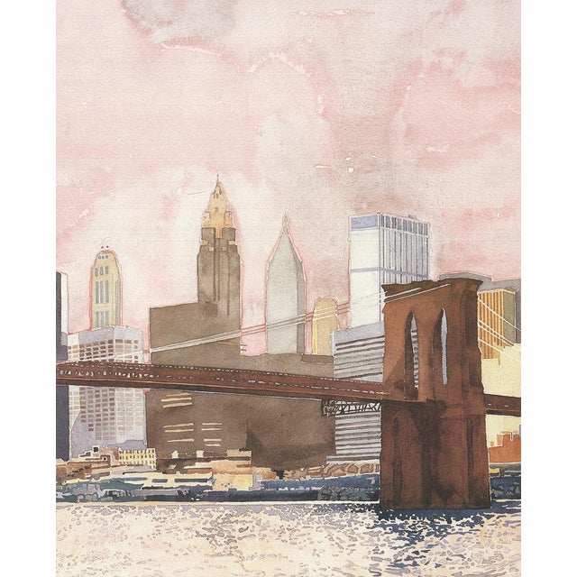 David Lingwood - Brooklyn Bridge -Diptych- 1983 Offset Lithograph 25.5" X 80" For Sale - Image 4 of 4