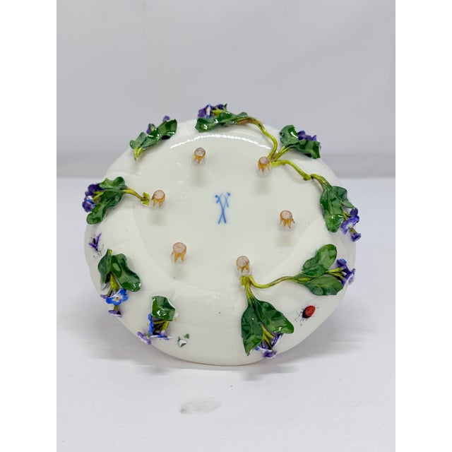 Ceramic Antique Meissen Porcelain Floral Encrusted Tea Cup & Saucer For Sale - Image 7 of 7