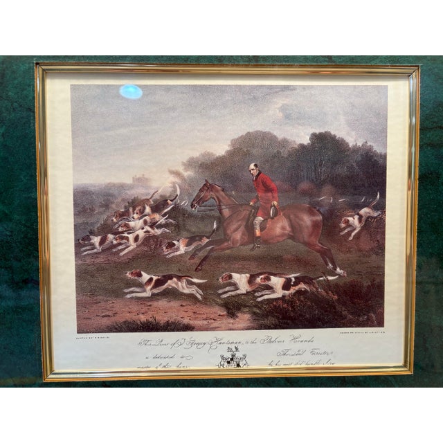 Late 20th Century Bald Equestrian Riders! Pair of Vintage R. B. Davis Framed Fox Hunt Prints – Gold‑Edged Mats - Ralph Lauren Style, Traditional & English Country For Sale - Image 5 of 12