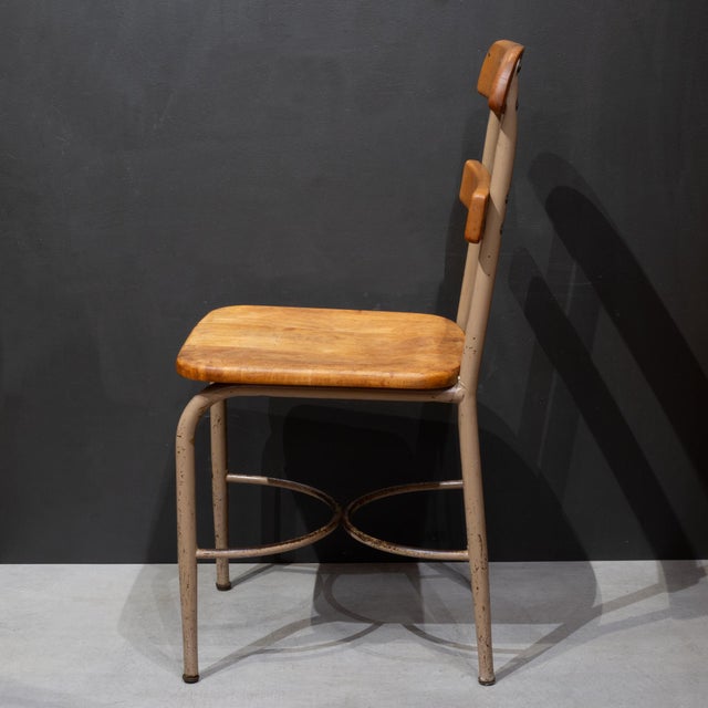Mid-Century Schoolhouse Maple Desk/Dining Chairs c.1950 For Sale - Image 4 of 12