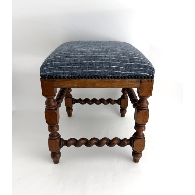 1920s French Jacobean Revival Walnut Stool W/ Barley Twist Legs For Sale In Los Angeles - Image 6 of 9