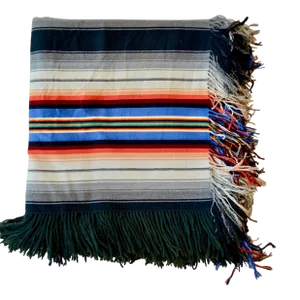 1910 Antique Black Striped Wool Throw Blanket