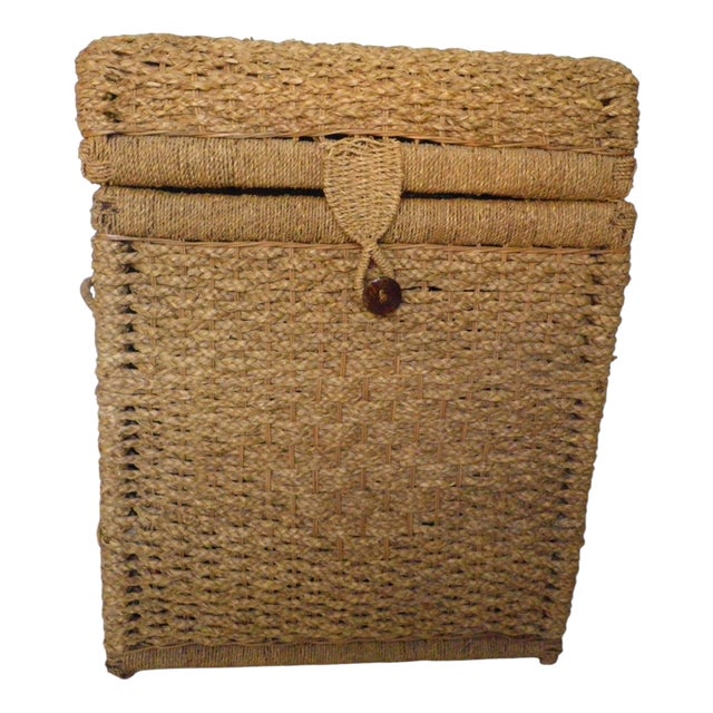 Pirate-Style Trunk with Domed Wicker Lid and Two Handles, 1970s For Sale