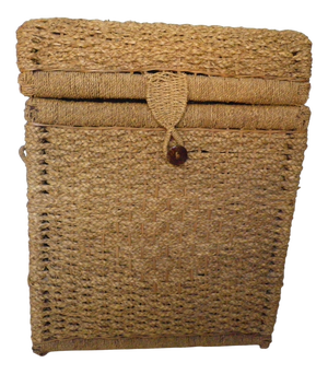 Pirate-Style Trunk with Domed Wicker Lid and Two Handles, 1970s