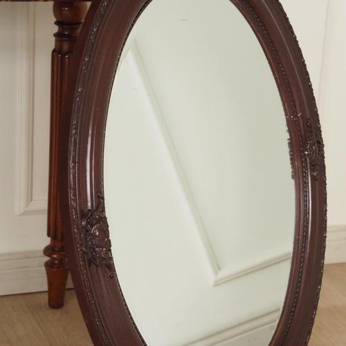 Historicist Oval Mirror with Wooden Frame For Sale - Image 5 of 8