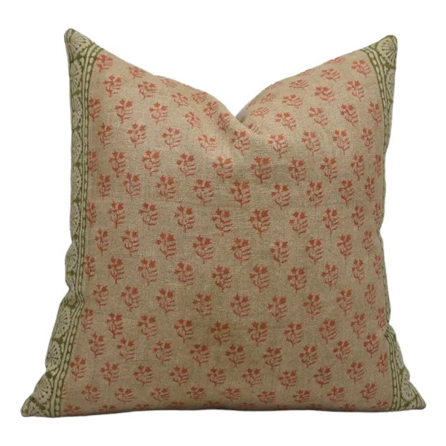 Fabdivine Floral Print Cushion Cover 22x22 Inch High-Quality Linen Fabric- Rangoli For Sale