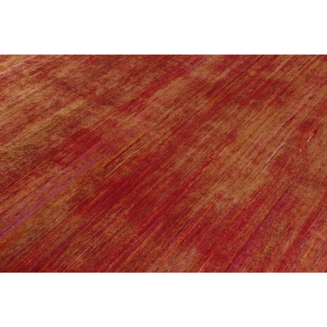 2010s Rug & Kilim’s Modern Textural Rug in Red and Gold Tones and Striae For Sale - Image 5 of 8