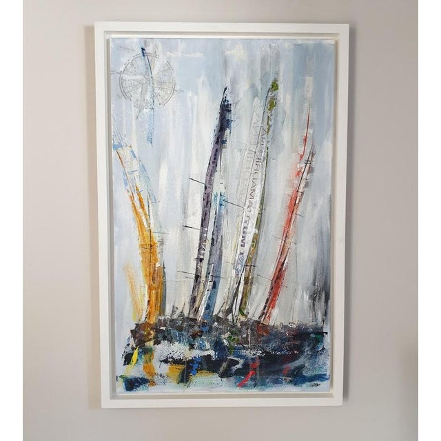 Gill Storr, Yachts, 2000s, Mixed Media on Canvas For Sale - Image 3 of 3