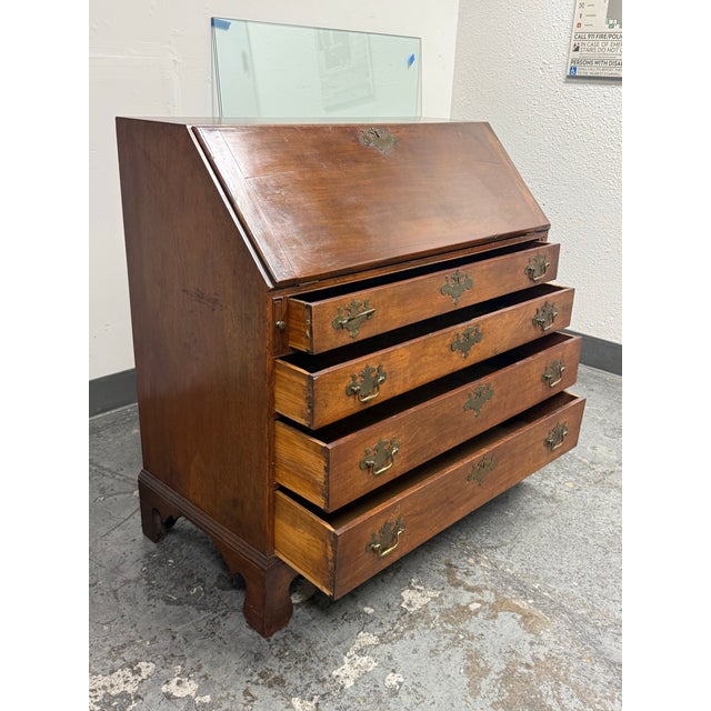 Early 20th Century Chippendale Style Drop Front Secretary Desk, Antique For Sale - Image 5 of 12