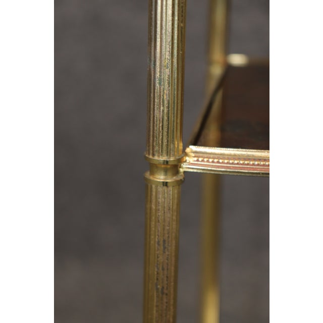 Maison Jansen Style Eglomise Glass & Brass 3 Tier End Table C. 1950's For Sale - Image 11 of 12