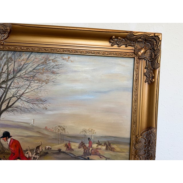 Early 21st Century Large Fox Hunting Oil Painting Horse Rider Equestrian Scene English Sporting Art For Sale - Image 5 of 7