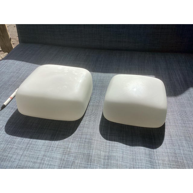 Minimalist Opaline Glass Ceiling Lamps, 1960, Set of 2, in Very Good conditions. Designed 1960 to 1969 Up to 250V...
