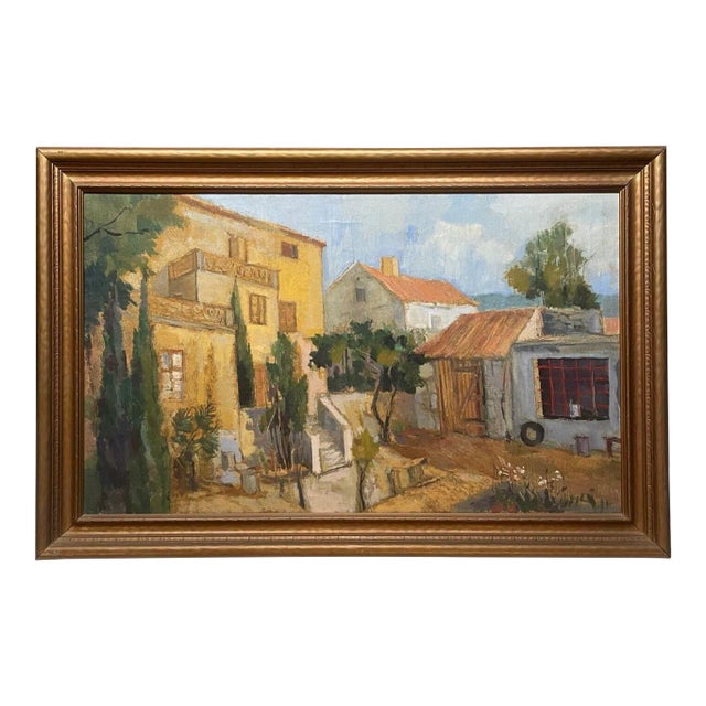 Original C1950s Vladimir Potocnjak 'croatia Village Landscape' Painting - Listed For Sale