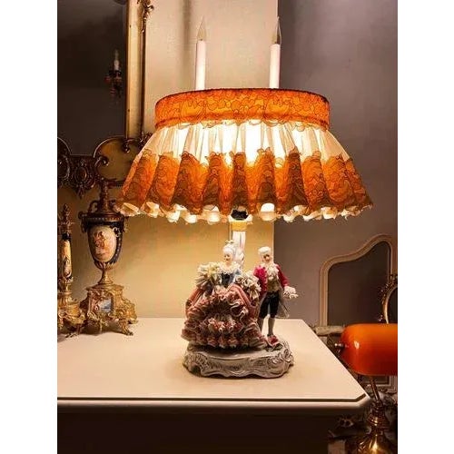 Vintage Victorian Dresden Porcelain Lamp, Germany For Sale - Image 11 of 11