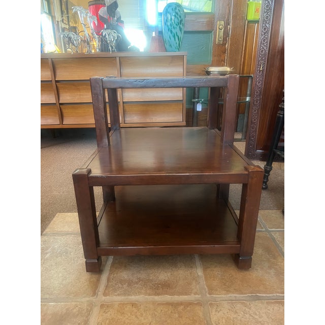 Wood 1970s Nichols & Stone Departures Collection Two Tiered Mission Style Side Table For Sale - Image 7 of 11