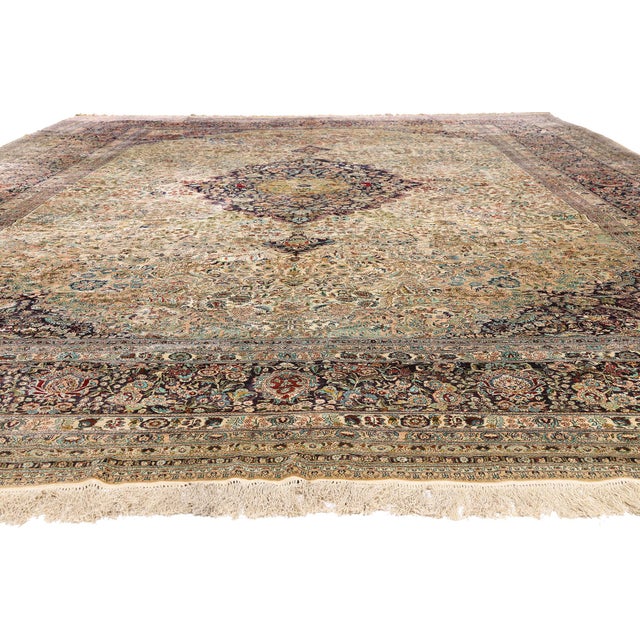 Chinese Vintage Chinese Qum Rug, 12'00 X 17'08 For Sale - Image 3 of 10