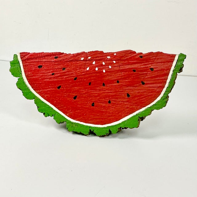 What a fun summer accent sculpture. This Watermelon Wedge is a Folk Art piece. It’s hand carved and painted from a tree....
