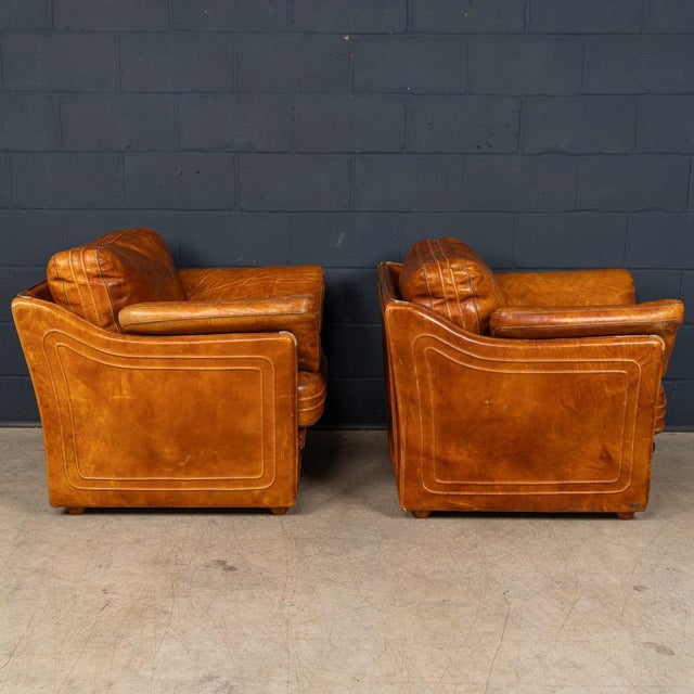 Vintage French Leather Chairs in the style of Roche Bobois, 1970s, Set of 2 For Sale - Image 6 of 18