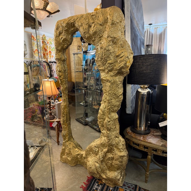 Custom - Made Cave Rock Formation Gold Finish Resin Floor Mirror For Sale - Image 9 of 9