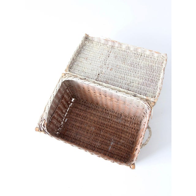 Vintage White Wicker Storage Basket For Sale - Image 12 of 18