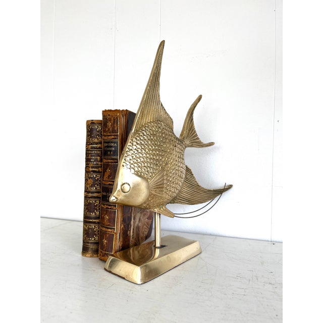 Vintage Brass Angelfish Statue For Sale - Image 4 of 13