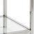Polished nickel finish on square shelving unit with five clear standard glass shelves 88h x 16w x 16d