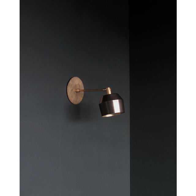 Stahl + Band Forchette Long Sconce — Custom Shade: Blackened Brass Backplate + Arm: Unlacquered Brass (per sales rep)...