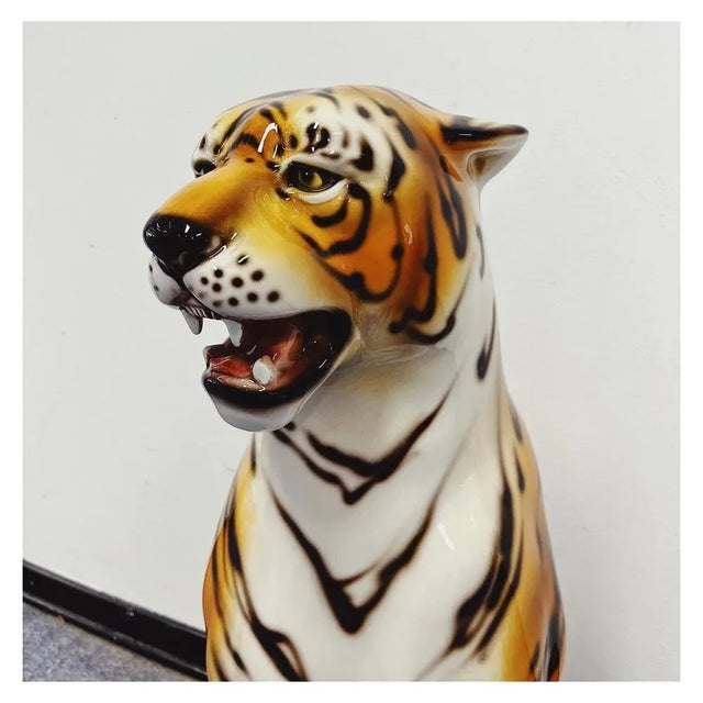 Large Ceramic Tiger Statue For Sale - Image 4 of 6