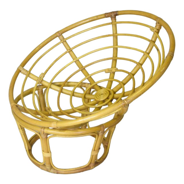 Vintage Bamboo Papasan Armchair, 1960s For Sale