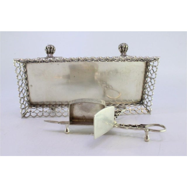 Silver Morrões Tray and Scissors with Rack Supported Four Claw-Shaped Feet and Scissors with Cutouts and Reliefs, Set of 2 For Sale - Image 3 of 8