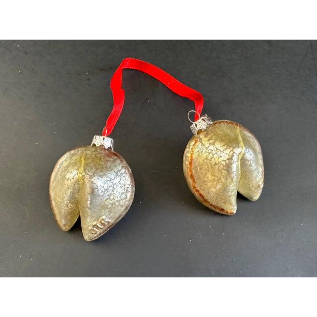 Vintage Gold Art Glass Christmas Ornament Fortune Cookies For Sale - Image 9 of 9