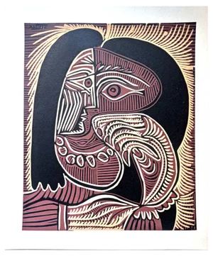 Pablo Picasso, Femme au Collier / Original linocut, 1962