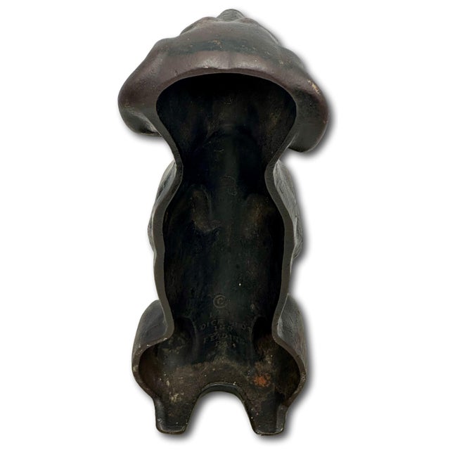 Outstanding & Very Rare Large Vintage Cast Iron "Begging Dachshund" Signed by Maker & Dated 1931 - 11 Inches Tall For Sale - Image 16 of 18