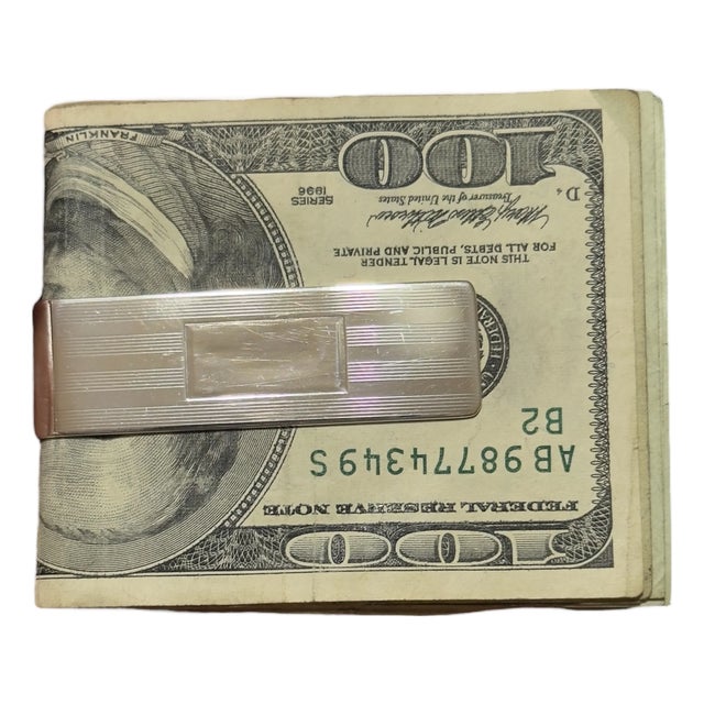 Tiffany & Co Etched Money Clip Sterling Silver Estate For Sale