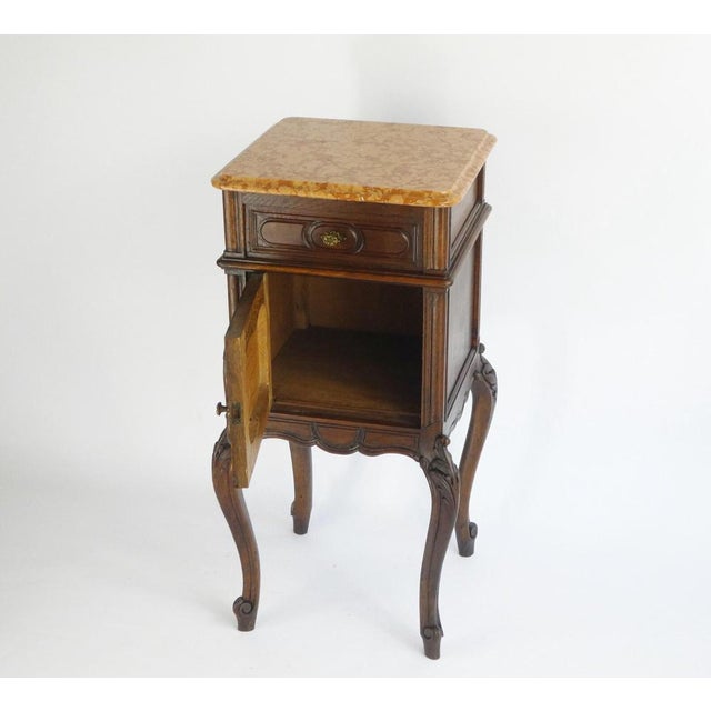 Antique French Louis XV Wooden Side Table with Marble For Sale - Image 6 of 11