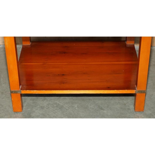 Military Campaign Style Yew Wood Side Table with Drawer For Sale - Image 14 of 17