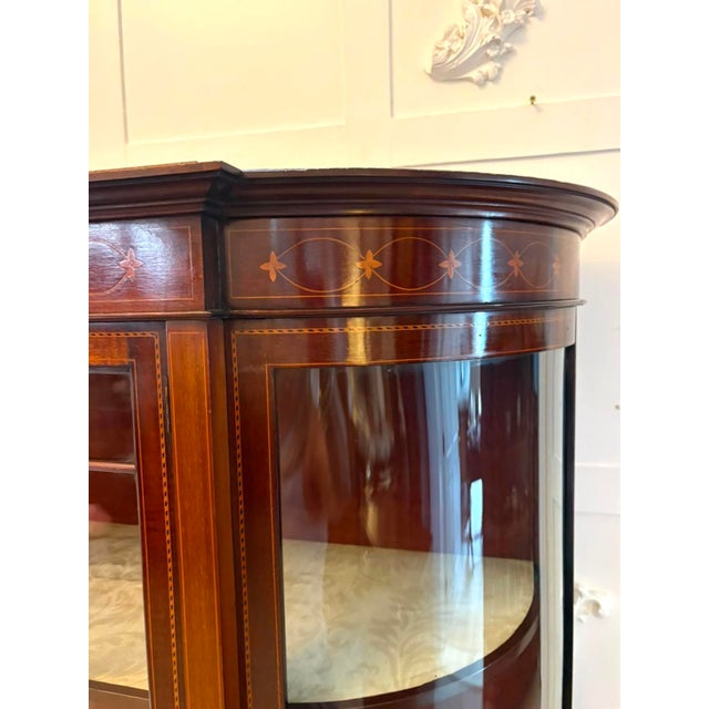 Antique Edwardian Mahogany Inlaid Bow-Ended Display Cabinet, 1900 For Sale - Image 13 of 15