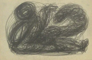 Monochromatic Swirled Graphite Abstract, Early-Mid 20th Century