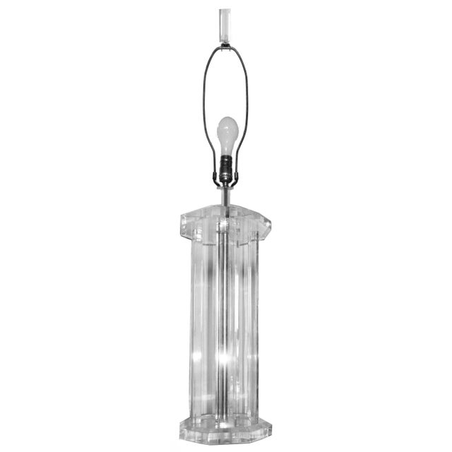 1970s Octogonal Lucite Table Lamp For Sale