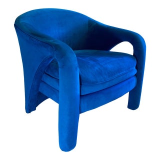 Modern Blue Club Chair by Vladimir Kagan for Weiman For Sale