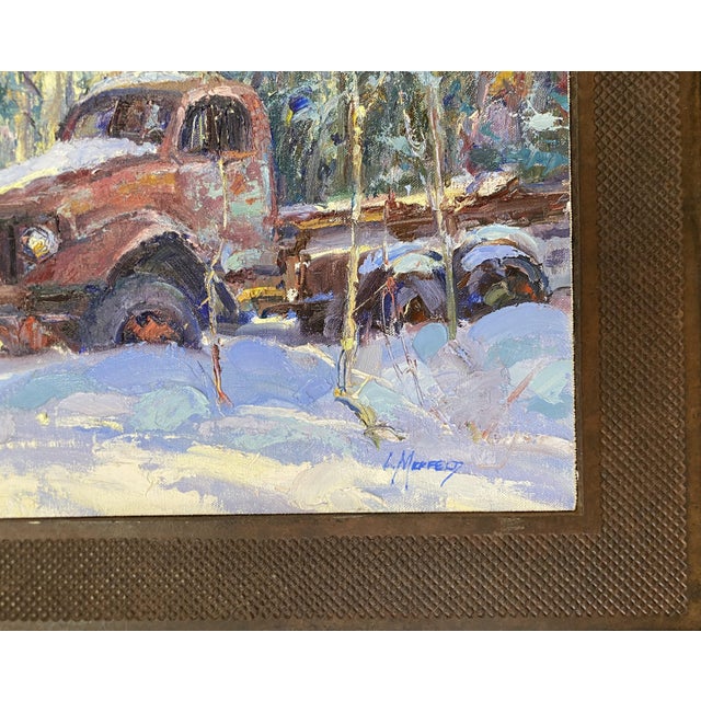 Red "Retired for Years" ~ Lorie Batson, Original Oil Painting. Captures a Frozen Moment in Time, Reclaiming Rustic Beauty. For Sale - Image 8 of 10