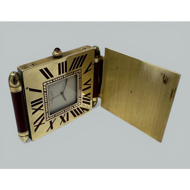 Mid 20th Century Mid Century Vintage Cartier Paris French Quartz Quadrant Traveling Alarm Clock For Sale - Image 5 of 6